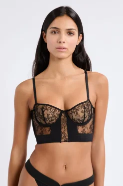 ETAM Sujetadores De Encaje|Sujetadores Sexy|Sujetador N.9 - Balconnet de encaje NEGRO