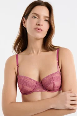 ETAM Sujetadores De Encaje|Sujetadores Talla Grande: Copas D-G|Sujetador N.9 - Balconnet de encaje BLUSH