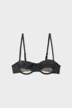 ETAM Sujetadores Sexy|Balconette|Sujetador N.9 - Balconnet de cuero NEGRO