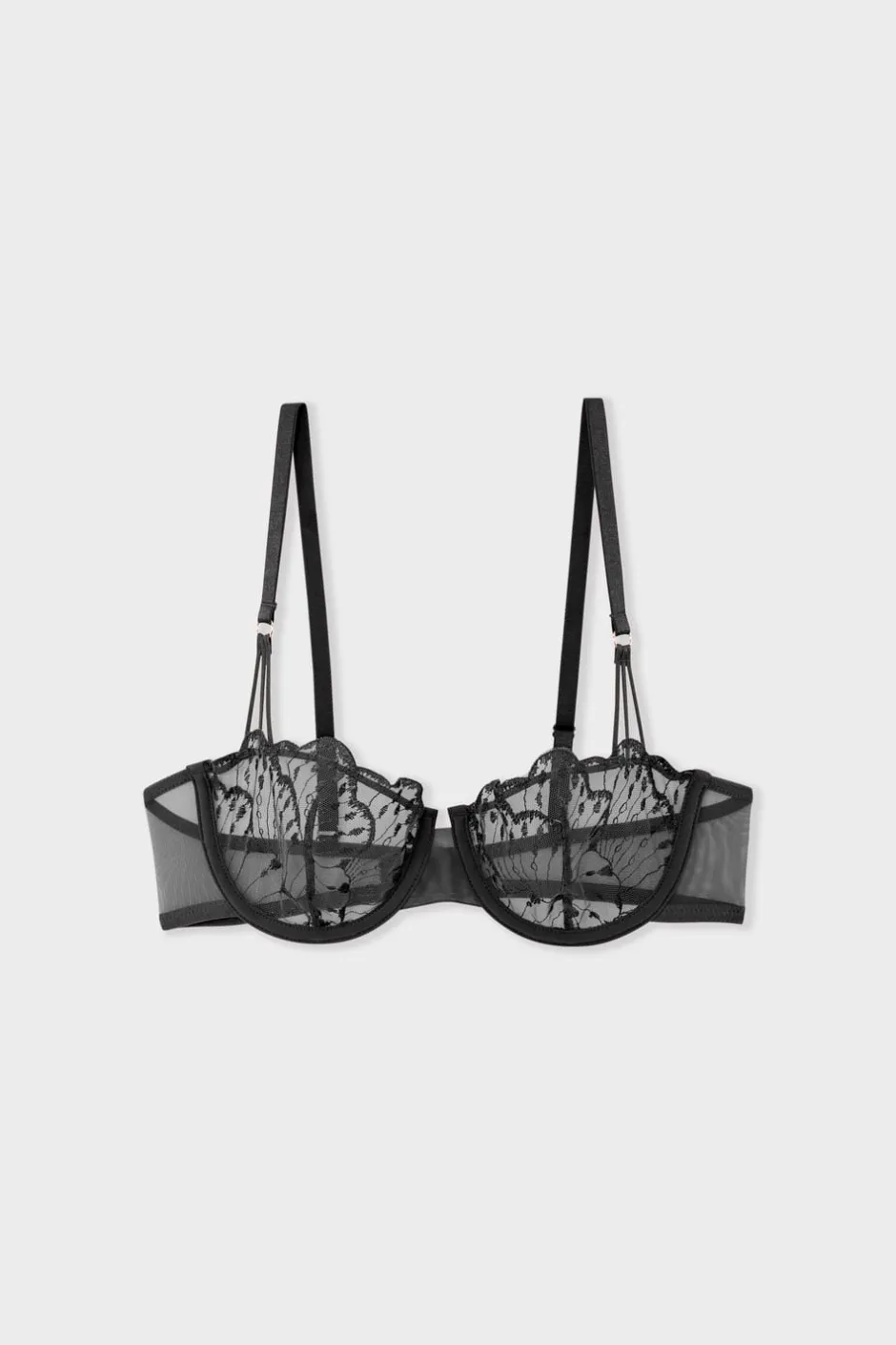ETAM Sujetadores Talla Grande: Copas D-G|Sujetadores Sexy|Sujetador N.9 - Balconnet de bordado NEGRO