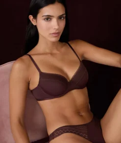 ETAM Lencería De Novia|Sujetadores De Encaje|Sujetador N.4 - Copa fina CHOCOLATE