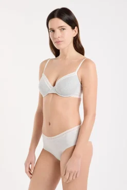 ETAM Sujetadores Talla Grande: Copas D-G|Balconette|Sujetador N.4 - Copas finas de algodón GRIS CLARO
