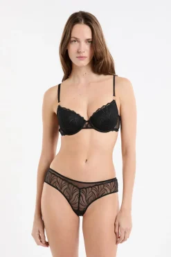 ETAM Sujetadores Talla Grande: Copas D-G|Balconette|Sujetador N.4 - Copas finas con bordado floral ANTRACITA