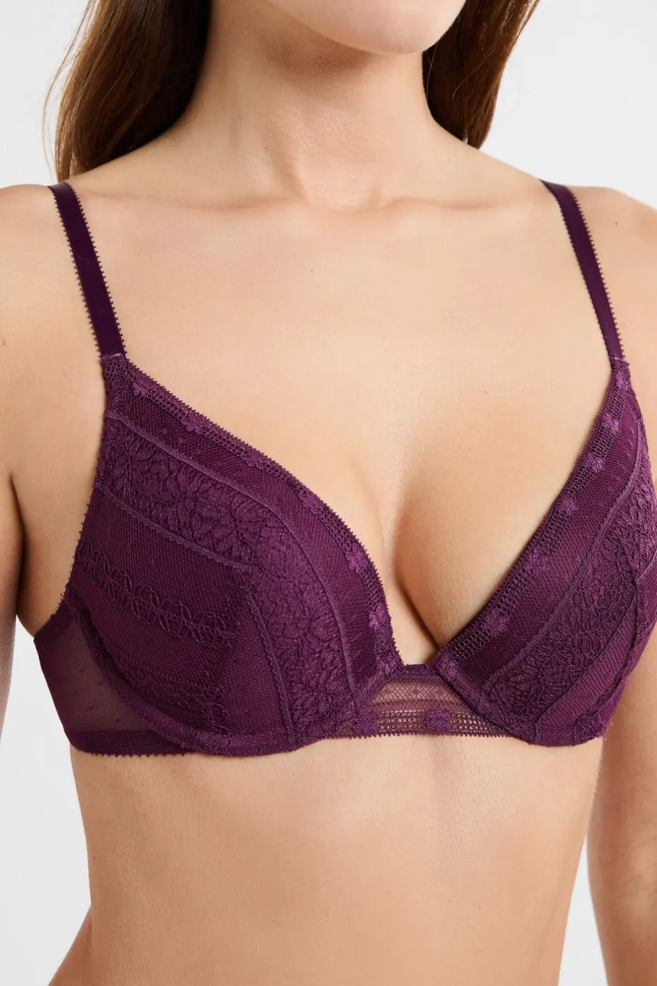 ETAM Sujetadores De Encaje|Push Up|Sujetador N.2 - El push-up escote pronunciado de encaje MORADO