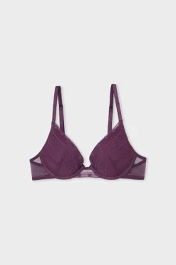 ETAM Sujetadores De Encaje|Push Up|Sujetador N.2 - El push-up escote pronunciado de encaje MORADO