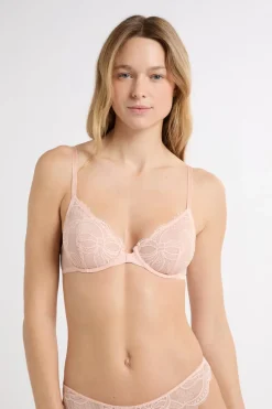 ETAM Sujetadores De Encaje|Sujetadores Sexy|Sujetador N.2 - El push-up escote pronunciado de encaje ROSA EMPOLVADO