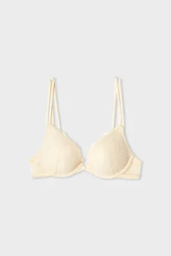 ETAM Sujetadores De Encaje|Sujetadores Sexy|Sujetador N.2 - El push-up escote pronunciado de encaje BEIGE