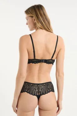 ETAM Sujetadores De Encaje|Sujetadores Sexy|Sujetador N.2 - El push-up escote pronunciado con bordados NEGRO