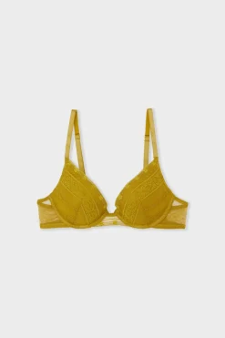 ETAM Sujetadores De Encaje|Push Up|Sujetador N.2 - El push-up escote pronunciado de encaje AMARILLO &Aacute;CIDO