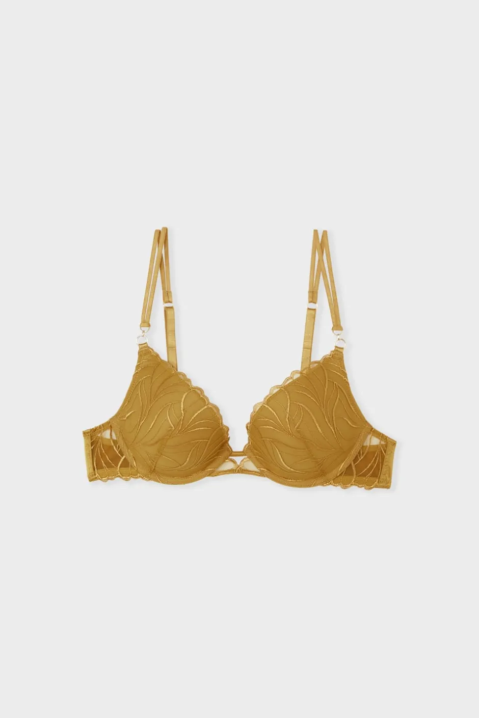 ETAM Push Up|Sujetador N.2 - El push-up escote pronunciado con bordado floral AMARILLO ÁCIDO