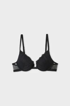 ETAM Sujetadores De Encaje|Sujetadores Sexy|Sujetador N.2 - El push-up escote pronunciado NEGRO
