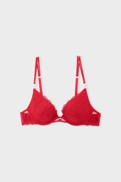 ETAM Sujetadores Sexy|Push Up|Sujetador N.2 - Push-up escotado con detalles bordados ROJO