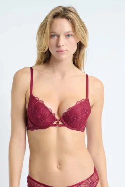 ETAM Sujetadores Sexy|Push Up|Sujetador N.2 - Push-up escotado con detalles bordados BURDEOS GRANATE
