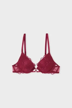 ETAM Sujetadores Sexy|Push Up|Sujetador N.2 - Push-up escotado con detalles bordados BURDEOS GRANATE