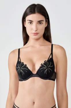 ETAM Sujetadores Talla Grande: Copas D-G|Sujetadores Sexy|Sujetador N.2 - Push-up escotado NEGRO
