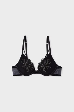 ETAM Sujetadores Talla Grande: Copas D-G|Sujetadores Sexy|Sujetador N.2 - Push-up escotado NEGRO
