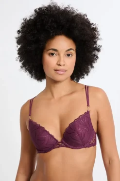 ETAM Push Up|Sujetador N.2: el push-up escote pronunciado con bordado floral MORADO