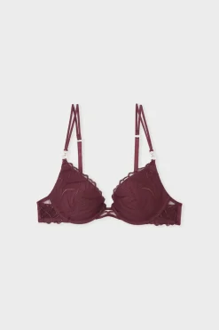 ETAM Push Up|Sujetador N.2: el push-up escote pronunciado con bordado floral MORADO