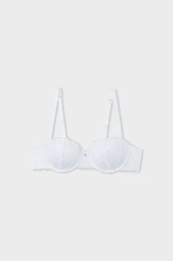 ETAM Sujetadores De Encaje|Sujetadores Sexy|Sujetador push up balconnet de encaje y satén BLANCO