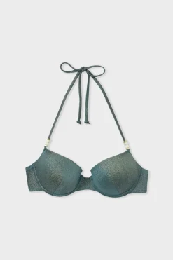 ETAM Push Up|Sujetador push-up de bikini brillante VERDE