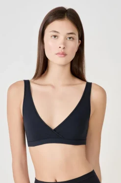 ETAM Bralette|Sin Aro|Sujetador reversible de algodón orgánico elástico NEGRO