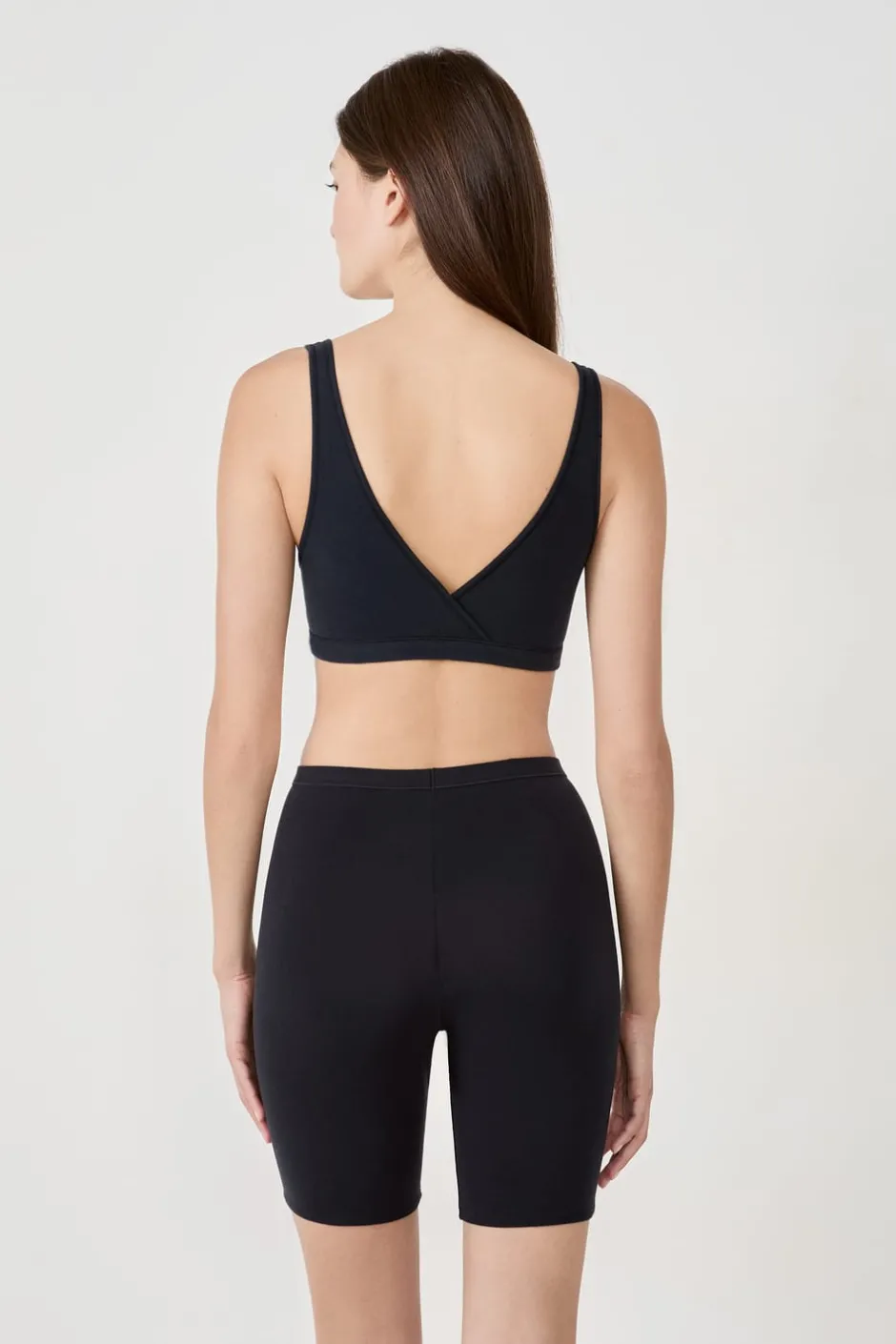 ETAM Bralette|Sin Aro|Sujetador reversible de algodón orgánico elástico NEGRO