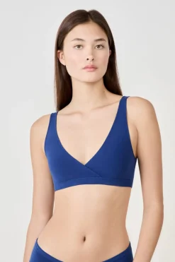 ETAM Bralette|Sin Aro|Sujetador reversible de algodón orgánico elástico AZUL MARINO