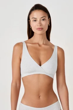 ETAM Bralette|Sin Aro|Sujetador reversible de algodón orgánico elástico PLATA