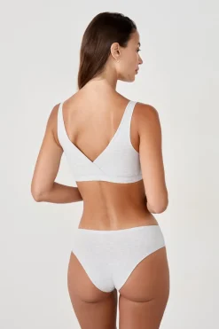 ETAM Bralette|Sin Aro|Sujetador reversible de algodón orgánico elástico PLATA