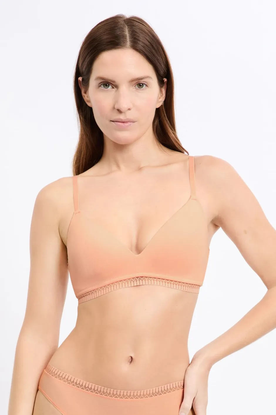 ETAM Triángulo|Sin Aro|Sujetador sin aros de copa fina de algodón ROSA PÁLIDO