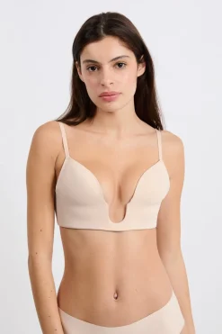 ETAM Lencería De Novia|Bustier|Sujetador sin aros de copa fina para escote bajo BLANCO ROTO