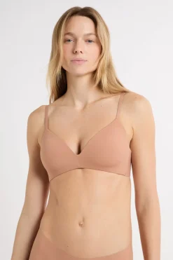 ETAM Sujetadores Talla Grande: Copas D-G|Sujetadores Invisibles|Sujetador sin aros de copas finas de microfibra ROSA NUDE
