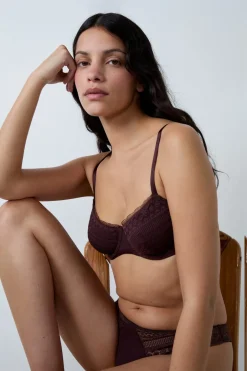ETAM Lencería De Novia|Sujetadores De Encaje|Sujetador sin relleno CHOCOLATE