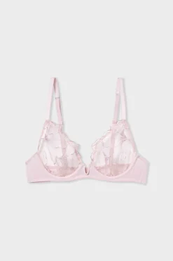 ETAM Sujetadores De Encaje|Sujetadores Talla Grande: Copas D-G|Sujetador sin relleno de encaje ROSA CLARO