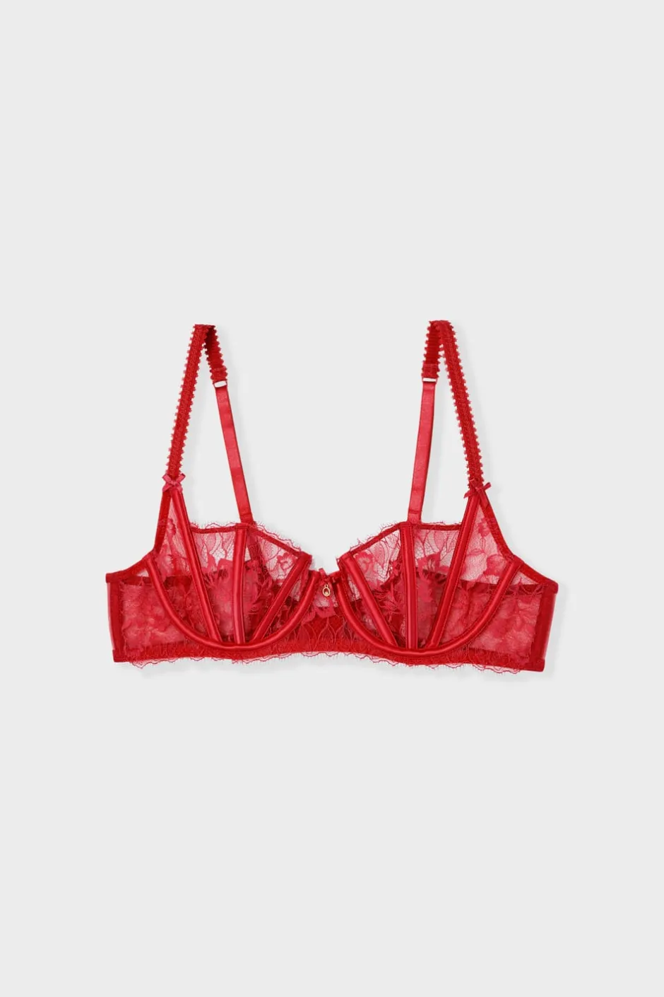 ETAM Sujetadores De Encaje|Sujetadores Talla Grande: Copas D-G|Sujetador sin relleno de tul y satén ROJO