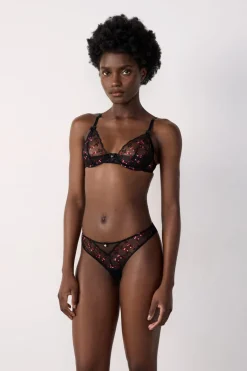 ETAM Sujetadores Sexy|Balconette|Sujetador sin relleno de tul bordado NEGRO