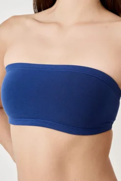 ETAM Sin Tirantes|Sin Aro|Sujetador sin tirantes sin aros de algodón orgánico elástico AZUL MARINO