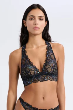 ETAM Bralette|Sin Aro|Sujetador tejido brillante NEGRO