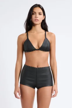 ETAM Sujetadores Sexy|Triángulo|Sujetador triangular de cuero NEGRO