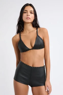 ETAM Sujetadores Sexy|Triángulo|Sujetador triangular de cuero NEGRO