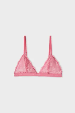ETAM Sujetadores De Encaje|Sujetadores Sexy|Sujetador triangular de encaje ROSA