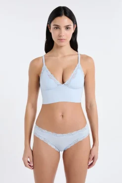 ETAM Triángulo|Sin Aro|Sujetador triangular de microfibra y encaje AZUL CIELO