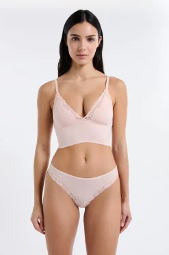 ETAM Triángulo|Sin Aro|Sujetador triangular de microfibra y encaje ROSA EMPOLVADO