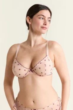 ETAM Sujetadores Talla Grande: Copas D-G|Sujetadores Sexy|Sujetador triangular de tul con estampado BLUSH