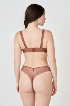 ETAM Lencería De Novia|Sujetadores Talla Grande: Copas D-G|Sujetador triángulo sin aros de tul MARRÓN
