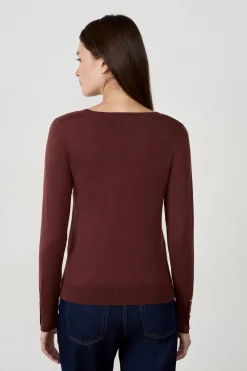 ETAM Básicos|Cuello En V|Suéter cuello en V MARR&Oacute;N