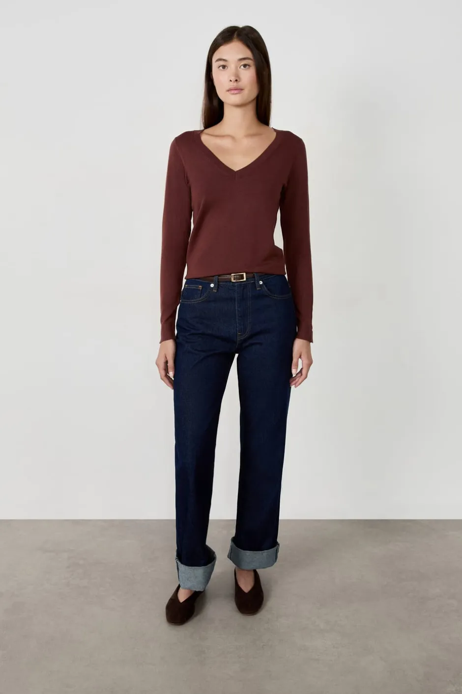 ETAM Básicos|Cuello En V|Suéter cuello en V MARRÓN