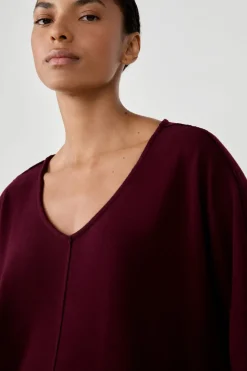 ETAM Homewear|Ponchos, Sudaderas Y Chaquetas|Suéter cuello en V BURDEOS GRANATE