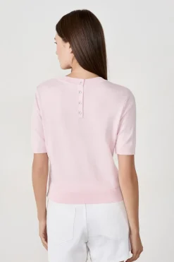 ETAM Cuello Redondo|Jerséis|Suéter de manga corta ROSA EMPOLVADO