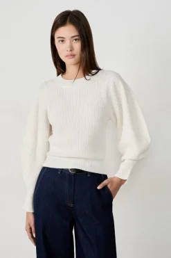 ETAM Cuello Redondo|Jerséis|Suéter de mangas abullonadas BEIGE